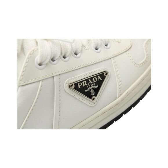 Prada Downtown Perforated Sneakers in White Leather - Picture 6 of 10